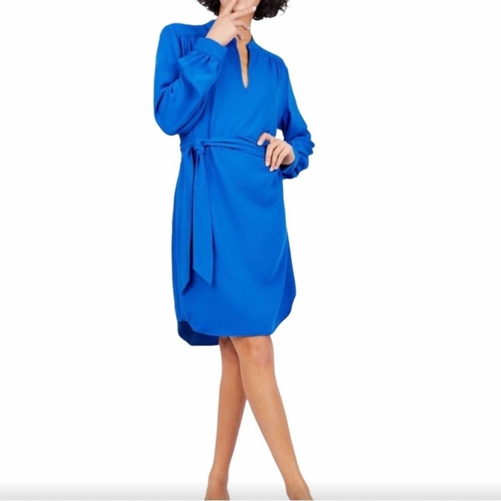 Amanda Uprichard NWOT Royal Blue Belted Long Sleeve Shift Dress Small